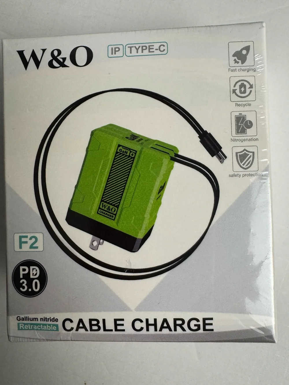W&O Green Type-C Retractable Cable Charge Adapter